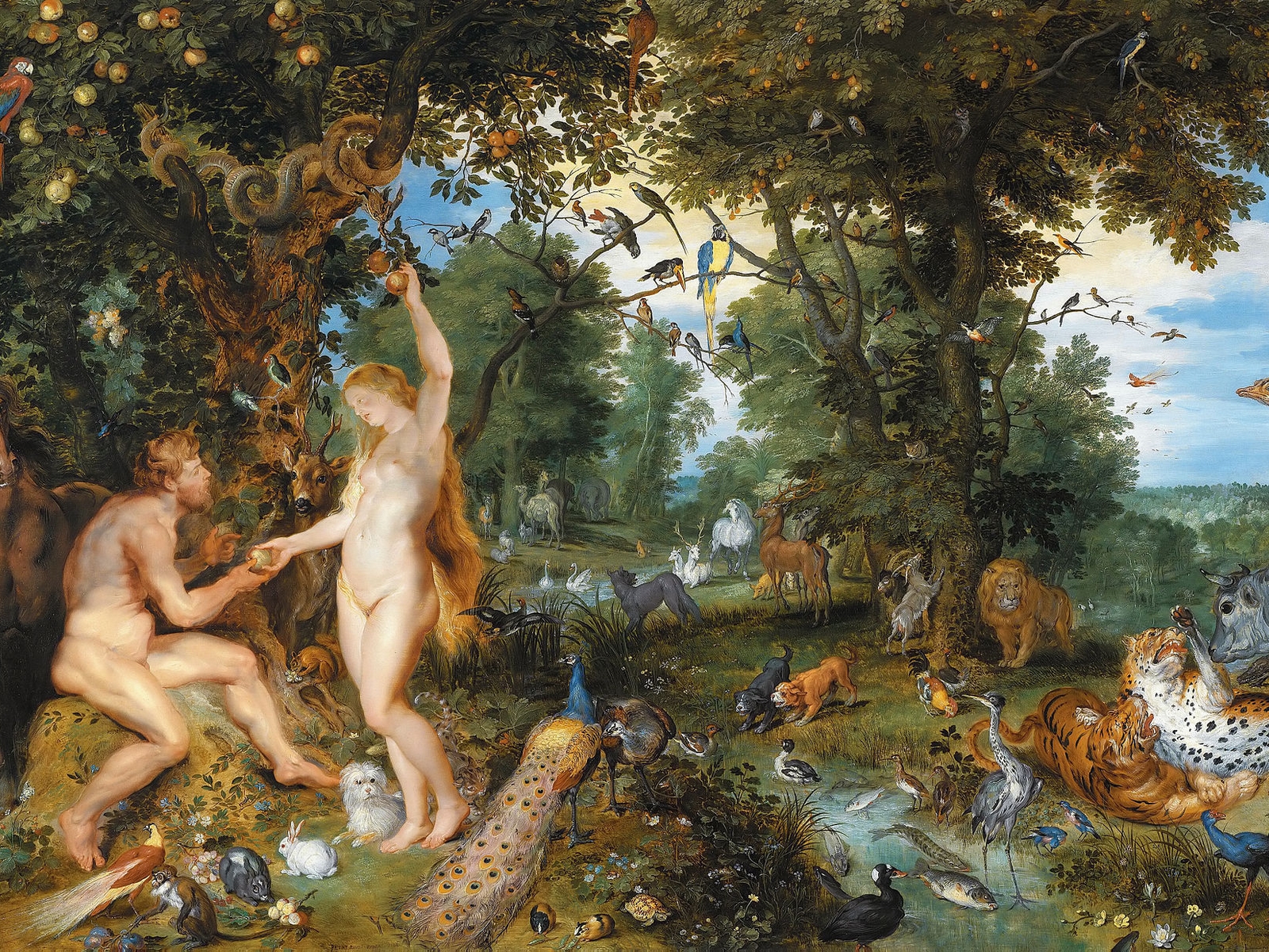 Le Jardin d'Eden avec la chute de l'Homme