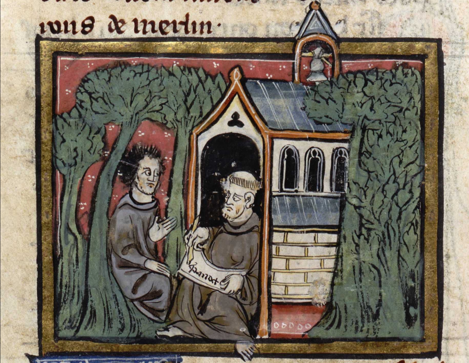 Merlin dictant ses prophéties à Blaise
